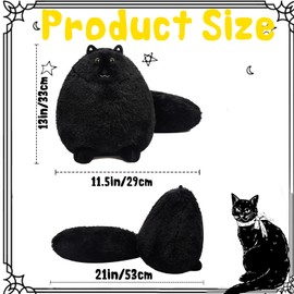 Yamepuia Black Cat Stuffed Animal,Black Cat Plush Pillow,Soft Plush Cat Stuffed Plushies,Fat Cat Plushie Big Stuffed Animals for Girls Boys Kids Birthday Decorations