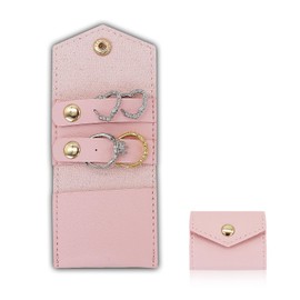 AfitLulu Mini Travel Jewelry Roll Bag with Buckle, Foldable Multifunctional Mini Travel Jewelry Case, Small Jewelry Bags Storing Earrings，Rings, Necklaces (Pink)