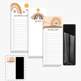 Magnetic Note Pad for Fridge with Pen Holder, 3 Packs Magnet Notepads for Refrigerator, Full Magnet Back Design Magnetic Memo Pads for Grocery List, Shopping List, To Do List, Note, Reminders- 8.66 x 3.15in (180sheets)