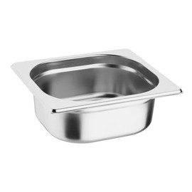 Vogue Stainless Steel 1/6 Gastronorm Tray 65 mm Deep / Capacity: 1 Litre, Silver, Size: 162(H) x 176(W) x 65(D)mm, Stackable, Food Safe Steel GN Pan, Lid Sold Separately, K985