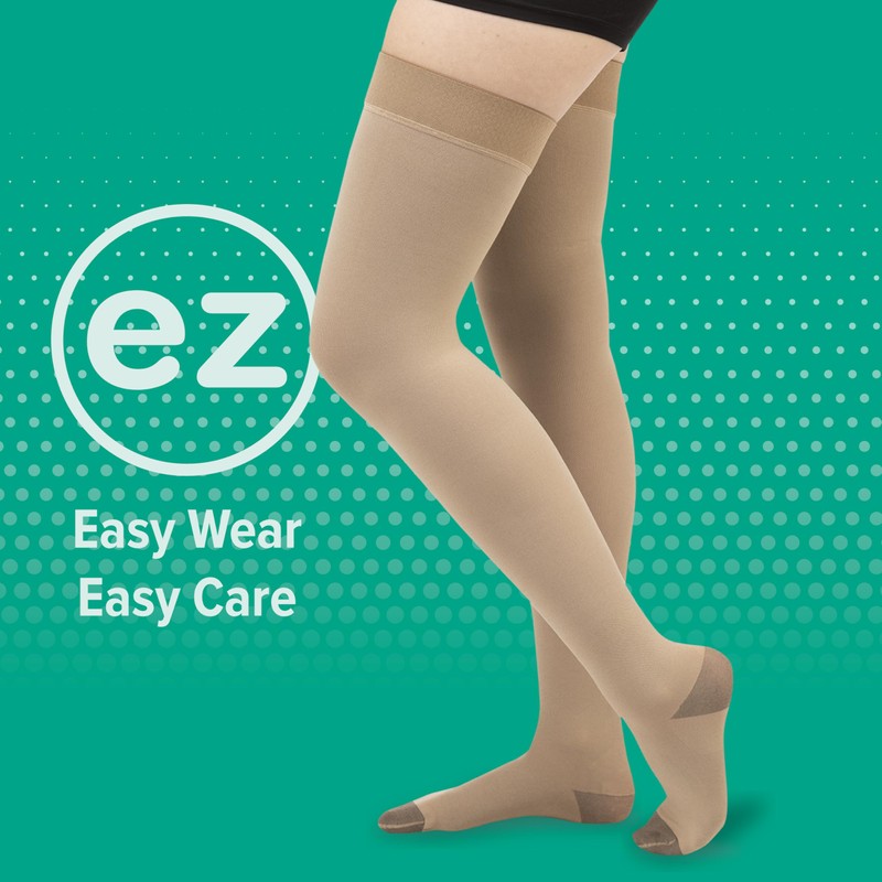 Juzo 2061 20-30mmhg Silver Open Toe Graduated Compression Thigh Highs