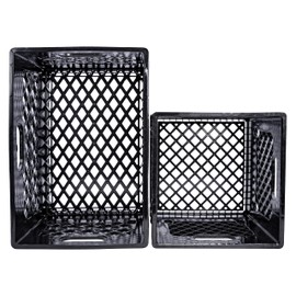 JEZERO Milk Crate for Household Storage: The Ultimate Storage Tote for Groceries, Garages, Kayaking & Outdoor, Stackable Storage | BLACK, Plastic, Rectangle & Square Combo, (MC-Combo)