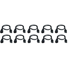 RiteAV C13 to C14 Heavy Duty Power Cord, 14AWG, 15 Amp/250 Volt, SJT, UL, CSA, RoHS Compliant, Black - 3 Foot (10 Pack)