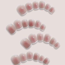 Square Press On Nails - Soft Gel Press On Nails Short with Nail Glue, 12 Sizes - 24 Reusable Fake Nails Kit, France