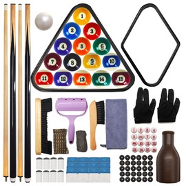 95pcs Pool Table Accessories Pool Set,Pool Balls Billiard Set with Triangle and diamond ball Rack,Pool Cue,Cue Chalk, Pool Cue Tip,Table Stickers,Cue Cloth,Pool Table Brush Set, Pool Cue Cleaner Set