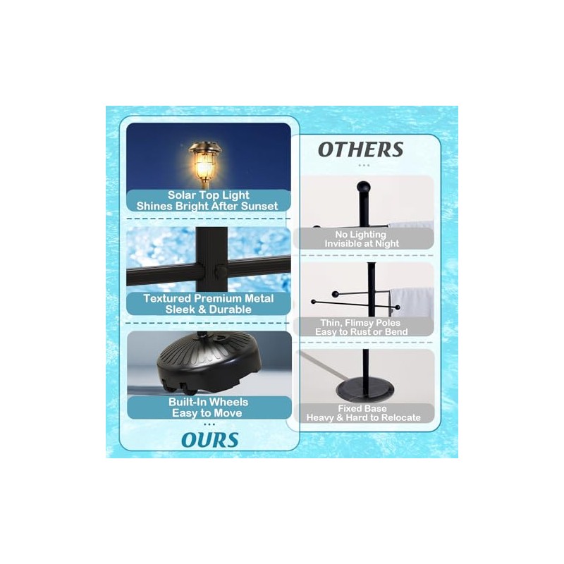 Sturdy & Solar-Powered Pool Towel Rack Outdoor - Adjustable Towel