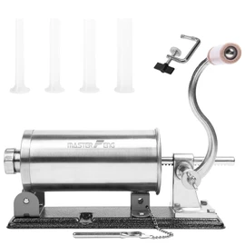 MASTER FENG 2.5 LBS Sausage Stuffer Horizontal Stainless Steel Stuffing Maker Machine Packed with 4 Stuffing Funnels