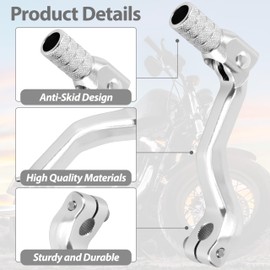 Tunejoy Folding Gear Lever for Motorcycle Folding Gear Lever Made of Aluminium for Off-Road Motorcycles ATV Motocross Dirt Bike Pit Bike 119 x 52 mm Silver