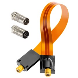 hb-digital 1x SAT Window Feed-Through Ultra Flat Flexible Extremely Thin Gold HQ Doors Window + Adapter Set: F Plug to IEC Antenna Plug (Male) & IEC Antenna Socket (Female) Nickel-Plated
