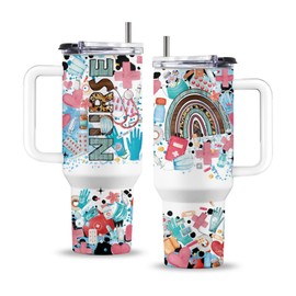 Uibunoo Nurse Gifts for Women, Nurses Graduation Gifts, 40 Oz Nurse Tumbler with Handle & Straw, Nursing Gift, Birthday Gift for Medical Staff Doctor Assistant Female Practitioner, Nursing Cups, 1 PCS