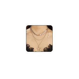 Silver Star Necklace Y2k Necklace Silver Layered Necklaces for Women Stack Choker Necklace Y2k Accessories Star Y2k Jewelry for Women (Style 2)