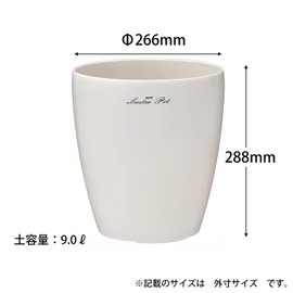 Appleware Pot Cover, Raster Pot, 265 Type, White, Soil Capacity: 2.5 gal (9 L), Depth 10.5 x Width 10.5 x Height 11.3 inches (26.6 x 26.6 x 28.8 cm), Inner Pot Size 7, Glossy, Poly Plug, Saw,