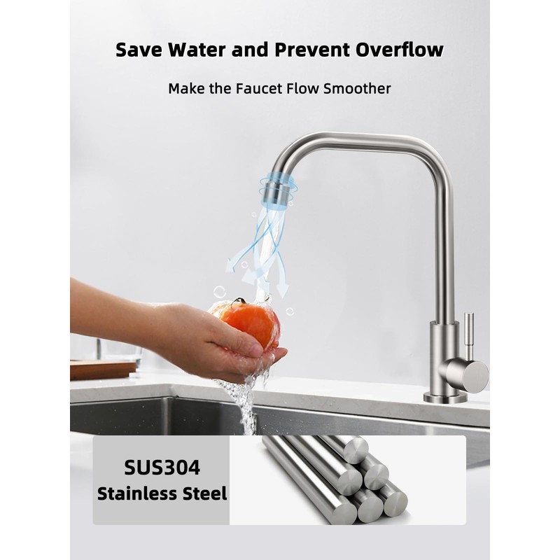 Cold Only Water Faucet Single Hole Kitchen Sink Faucet SUS304