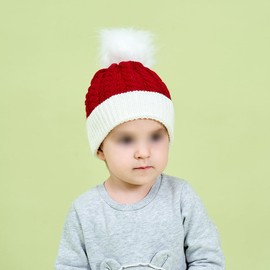 ccHuDE Baby Christmas Hat Knit Santa Hat Classic Newborn Hat Knitted Warm Pom Pom Cap Cute Beanie Hats Winter Santa Cap Wine Red