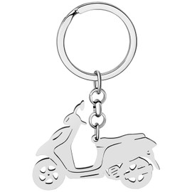 YAYAKO Truck Car Key Chain Stainless Steel Airplane Bicycle Motorcycle Keychain Cartoon Car Gifts for Men Women Girls Charms (Plated Silver Women Motorcycle)