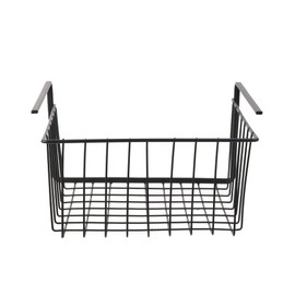 JE CHERCHE UNE IDEE RG6246 Metal Hanging Basket Wired Black House Bazar Storage Box Organizer Space Saving 26 x 26 x 14 cm