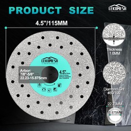 LEKOMESH Rock Slab Grinding Disc - 4.5 inch Glass Cutter Disc (5pcs), Granite Cutting Blade, Diamond Grinder Wheel for Rock Slab, Stone, Tile, Marble, Granite, Glass Diamond Saw Blades