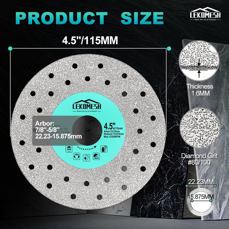 LEKOMESH Rock Slab Grinding Disc - 4.5 inch Glass Cutter