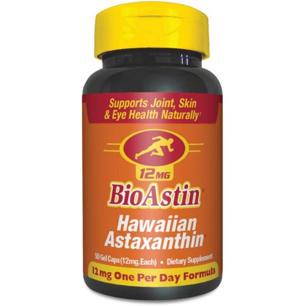 BioAstin Hawaiian Astaxanthin 12mg, 50 Count - Hawaiian Grown Premium Antioxidant - Supports Muscle Recovery from Exercise – Eye & Joint Supplements for Men & Women