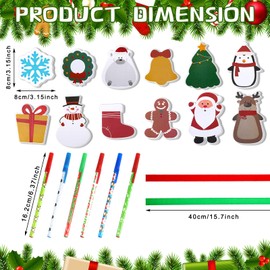 24 Set Christmas Notepad Set Christmas Characters Sticky Notes with Holiday Ballpoint Pens Winter Holiday Theme Self Sticky Notes Christmas Stocking Stuffing for Kids Xmas Party Favor