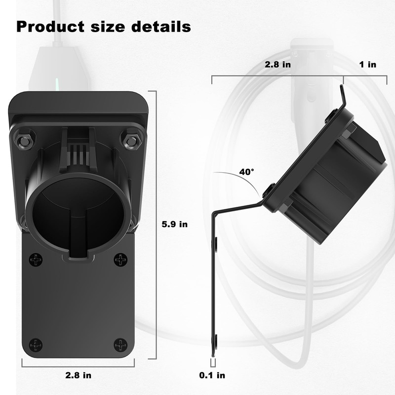 EV Charger Holder for SAE J1772 - Heavy Duty Wall