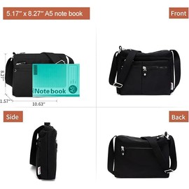 ETidy Crossbody Bag For Women Waterproof Lightweight Casual Shoulder Handbag Purse(Black