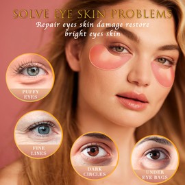 Saimyo Saimyo Pink Rose Eye Mask– 60 Pcs - Gold Under Eye Mask Retinol & Collagen - Puffy Eyes and Dark Circles Treatments – Look Younger and Reduce Wrinkles and Fine Lines Undereye, Improve and Firm eye Skin