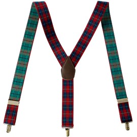 Gevard Stretch Tartan Check Suspenders, Made in Japan, For Adults and Children, Stretchable Suspenders, Men's, Women's, Kids, tartan check red