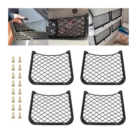 JNNJ Pack of 4 Car Storage Mesh Bag, Car Mesh Bag, Car Storage Net Bag, Car Storage Net Organiser, Car Net Bag, Bus Seat Mesh Bag, Universal (27 x 21 cm)