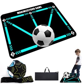 Soccer Training Mat Set, SEILETOO Silent Footstep Training Non Slip Mat Soccer, Soccer Agility Training Equipment, Soccer Trainer for Soccer Enthusiasts to Improve Speed, Strength and Coordination