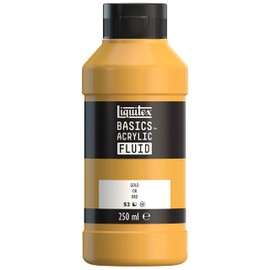 Liquitex Basics Acrylic Fluid Acrylic Paint with Flowing Consistency, Quick Drying, Non-Fading, Waterproof, Water-Based, 8870430, 250 ml Bottle, Gold