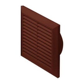 Brown Air Vent Grille 200mm x 200mm with Fly Screen and Round Ducting Collar 150mm / 6" Ventilation Cover Grid T27BR