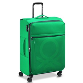 United Colors of Benetton Color Block Softside Expandable Luggage with Spinner Wheels, Green, Checked-Large 27 Inch