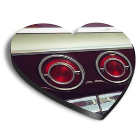 1x Heart MDF Magnet 6cm - Vintage Retro Car Tail Lights Classic Cars - Fridge Locker Office Whiteboard Toolbox #53532