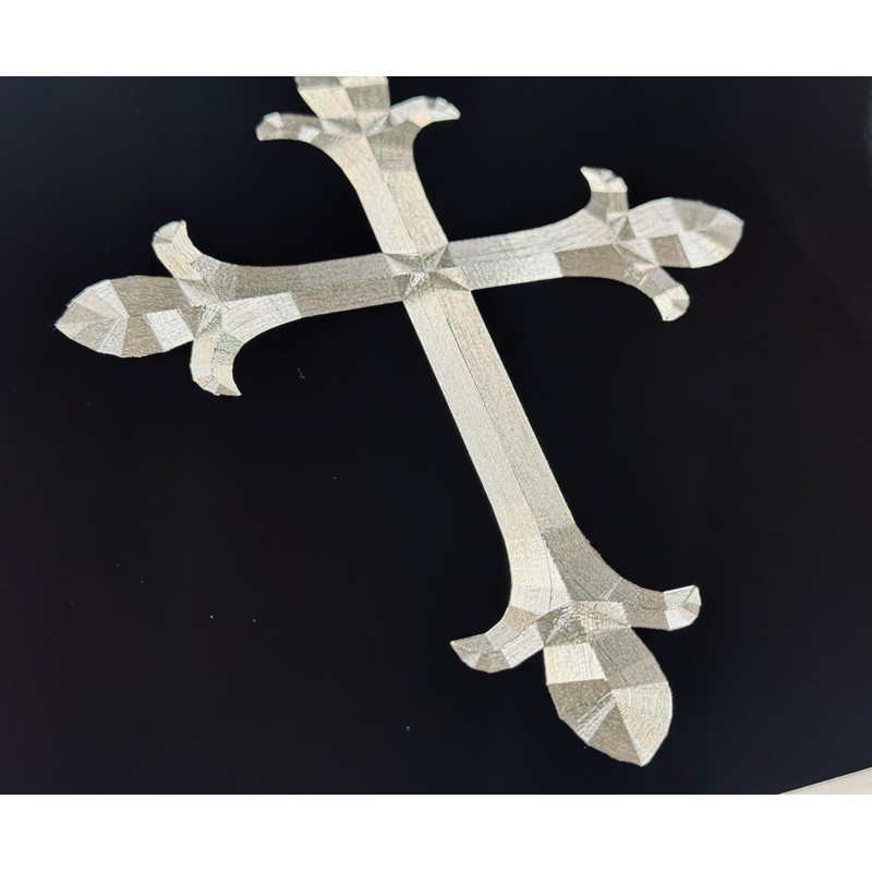 Silver Engraved 3D Christian Cross Car Tag Diamond Etched Vanity