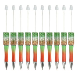 PATIKIL Diamond Beadable Pens, 10 Pcs Gradient Plastic Black Ink Bead Pen Creative DIY Ballpoint Pens for Teacher Office DIY Crafts Party Decorations Handmade Supplies, White/Green/Red