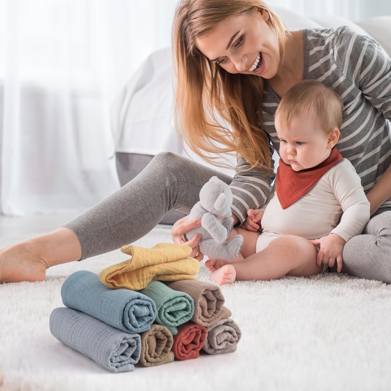 8Pack Muslin Cloths for Baby, Muslin Squares Soft Natural Cotton