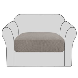 H.VERSAILTEX High Stretch Individual Seat Cushion Covers Sofa Slipcovers Couch Cushion Covers Sofa Covers Featuring Jacquard Textured Twill Fabric (1 Pack for 1 Cushion Chair, Taupe)