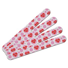 Double-Sided Nail File Emery Board Set 4 Pack - Holiday Valentine's Day Love - Be Mine Red Heart Valentine