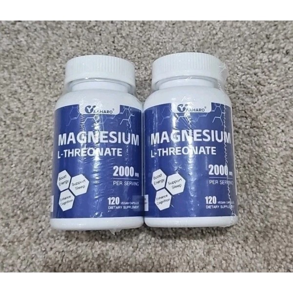 Yaharro 2x Lot- Magnesium L Threonate - 120x Capsules -