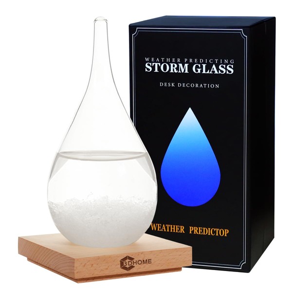 Storm Glass Weather Forecaster, Water Drop Shaped Glass Weather Predictor Barometer Weather Station, Decorative Bottles for Home Office Living Room, Christmas Decoration