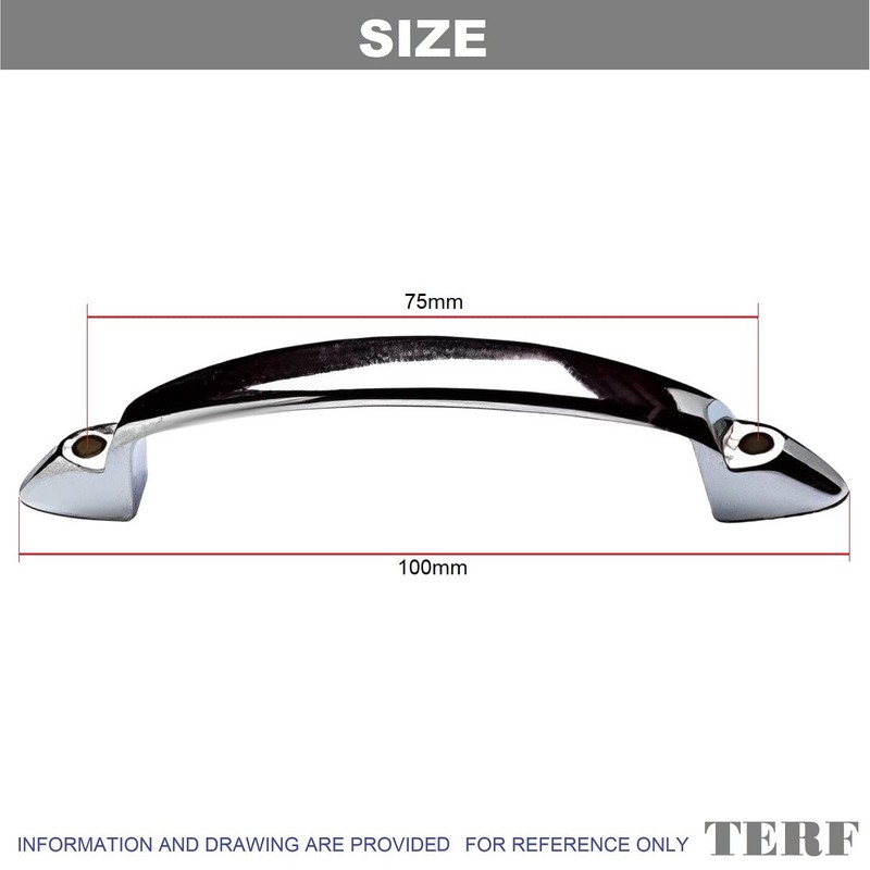 TERF® Traditional Polished Chrome D-Shape Front Fix Pull Handle 100mm