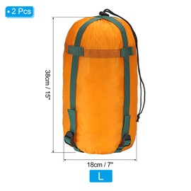 PATIKIL Compression Stuff Sack, 2 Pack 20L Waterproof Sleeping Bag Lightweight Compression Storage Sack for Backpacking Camping, Orange