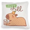 Capybara with Bubble Tea Cuddly Cushion with Saying Just Chill