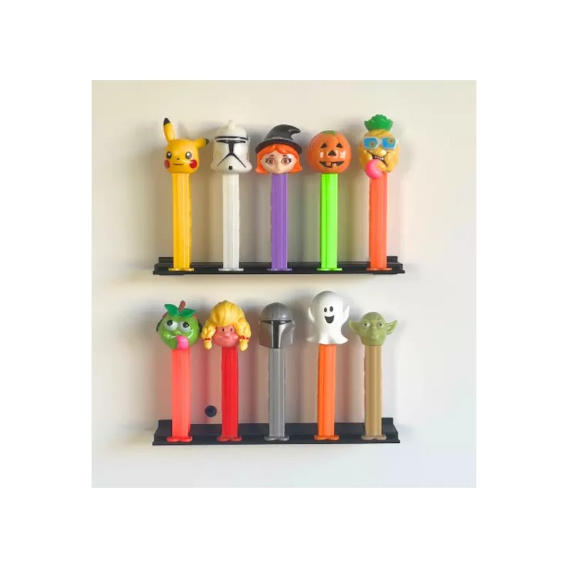 Pez Dispenser Floating Wall Display Stand, Holds 5 Collectible Footed
