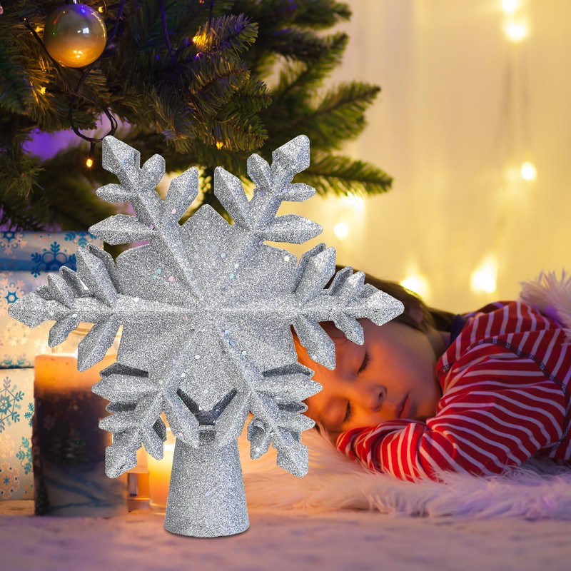 Christmas Tree Topper, Christmas Decoration Tree Top Snowflake 3D Projection