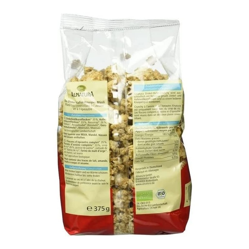 Alnatura Organic Spelt Oat Crunchy, 375 g