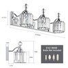 Danshinro Modern Crystal Bathroom Vanity Lights, 3-Lights Bathroom Light Fixtures