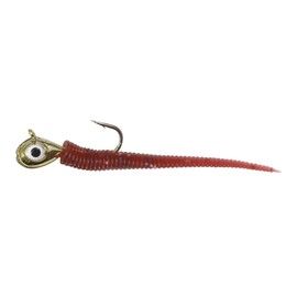 Northland Fishing Tackle Impulse Rigged Tungsten Bloodworm Jig for Ice Fishing Panfish, Gold, 1/28 Oz #12 Hook, 5/Card