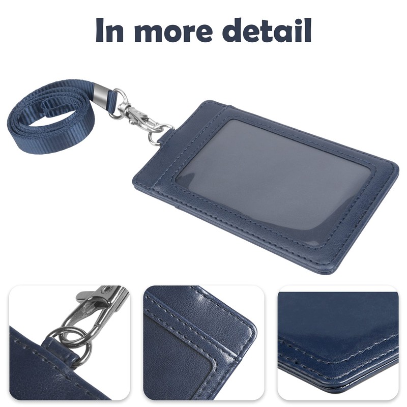 Badge Holder, Arae PU Leather Vertical ID Badge Card Holder
